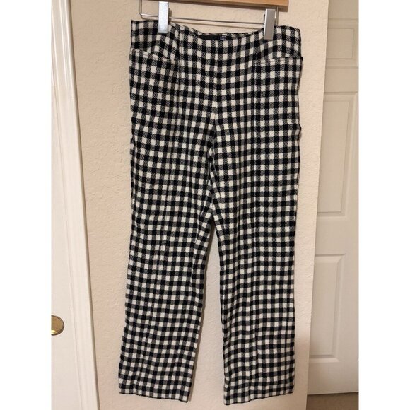 MOSCHINO Love Retro Plaid Pants 100% Wool Black White Size 8 - Picture 1 of 7